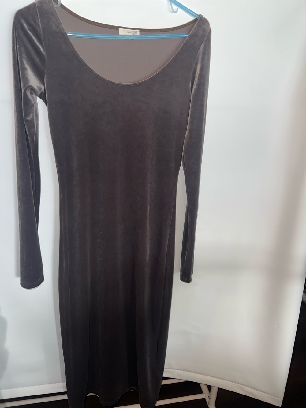 Wilfred Long-Sleeve Velvet Scoop Neck Dress - grey/silver